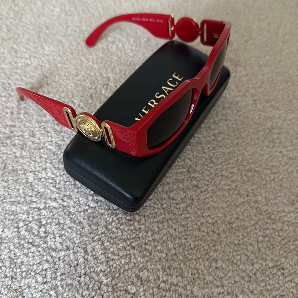 Versace Bold Red Sunglasses with Gold Details